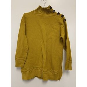 By Anthropologie Neck Button Up Sweater Oversized Yellow Women’s Size Small